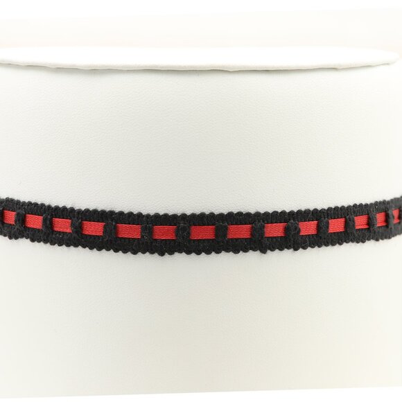 Lace Gothic Choker Adjustable Length Black with Red trim (#73) - Picture 6 of 8